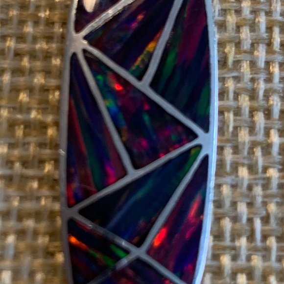 Genuine black opal inlay sterling pendant and earrings. - Picture 3 of 15